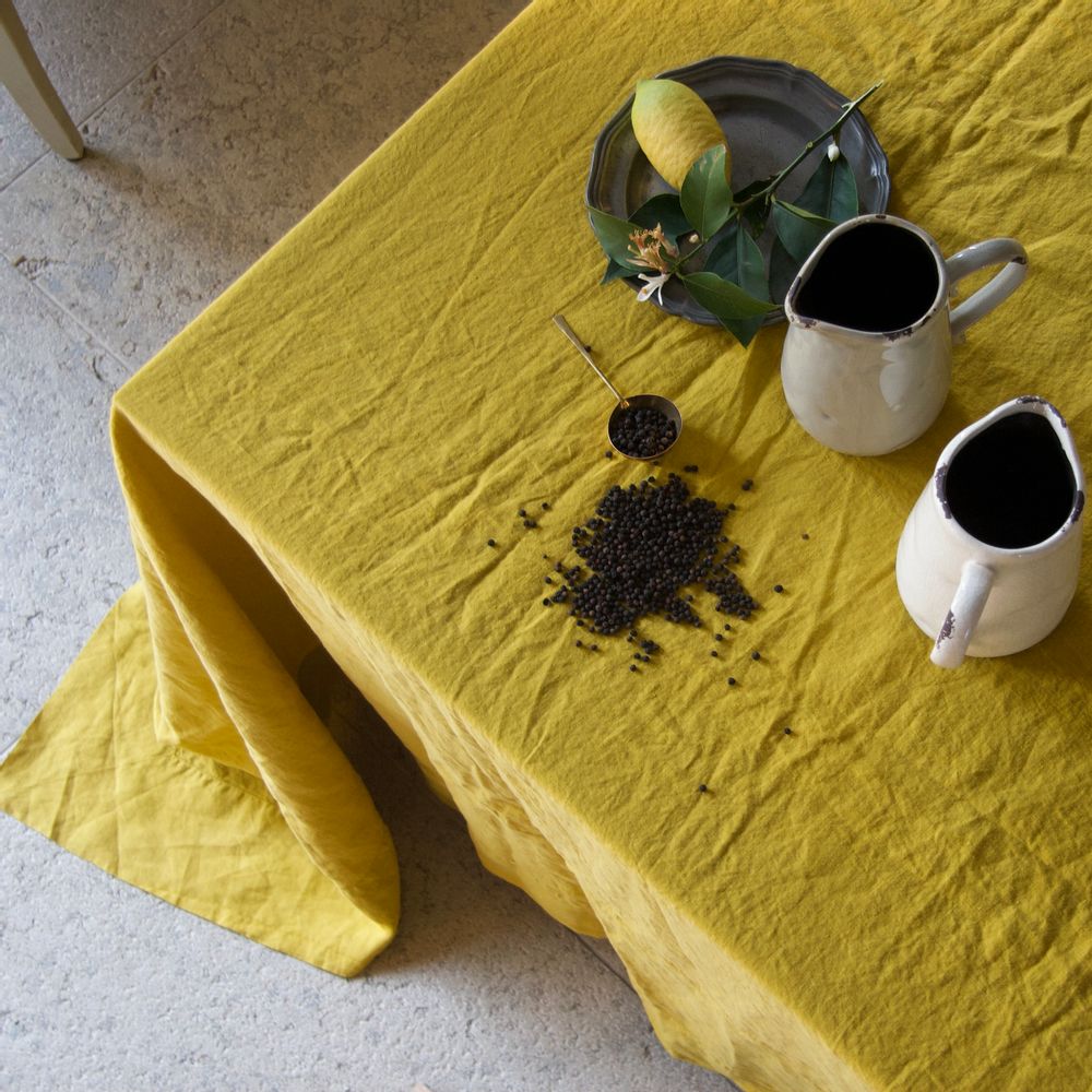 Table linen - Linen Tablecloth with Large Border - ONCE MILANO