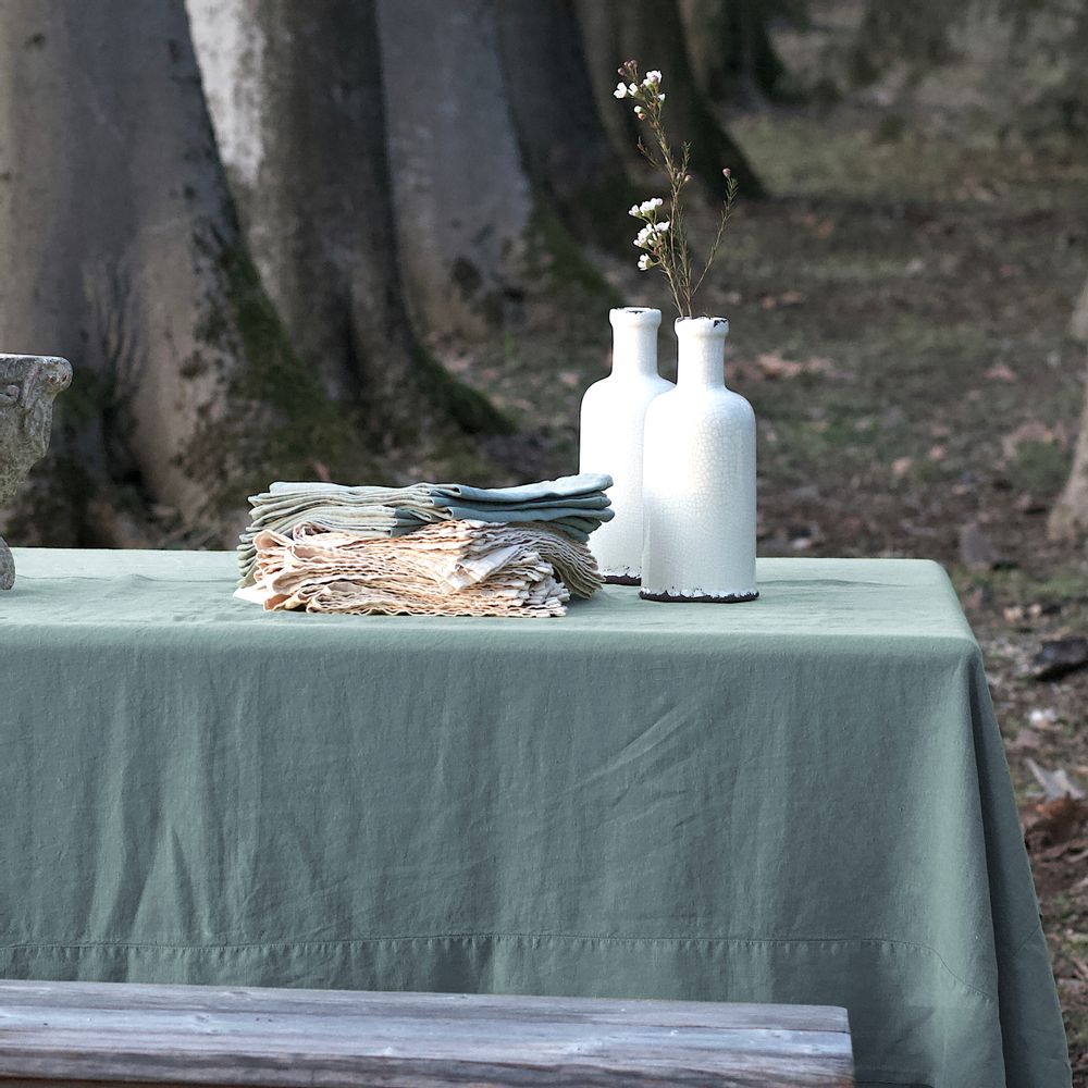 Table linen - Linen Tablecloth with Large Border - ONCE MILANO