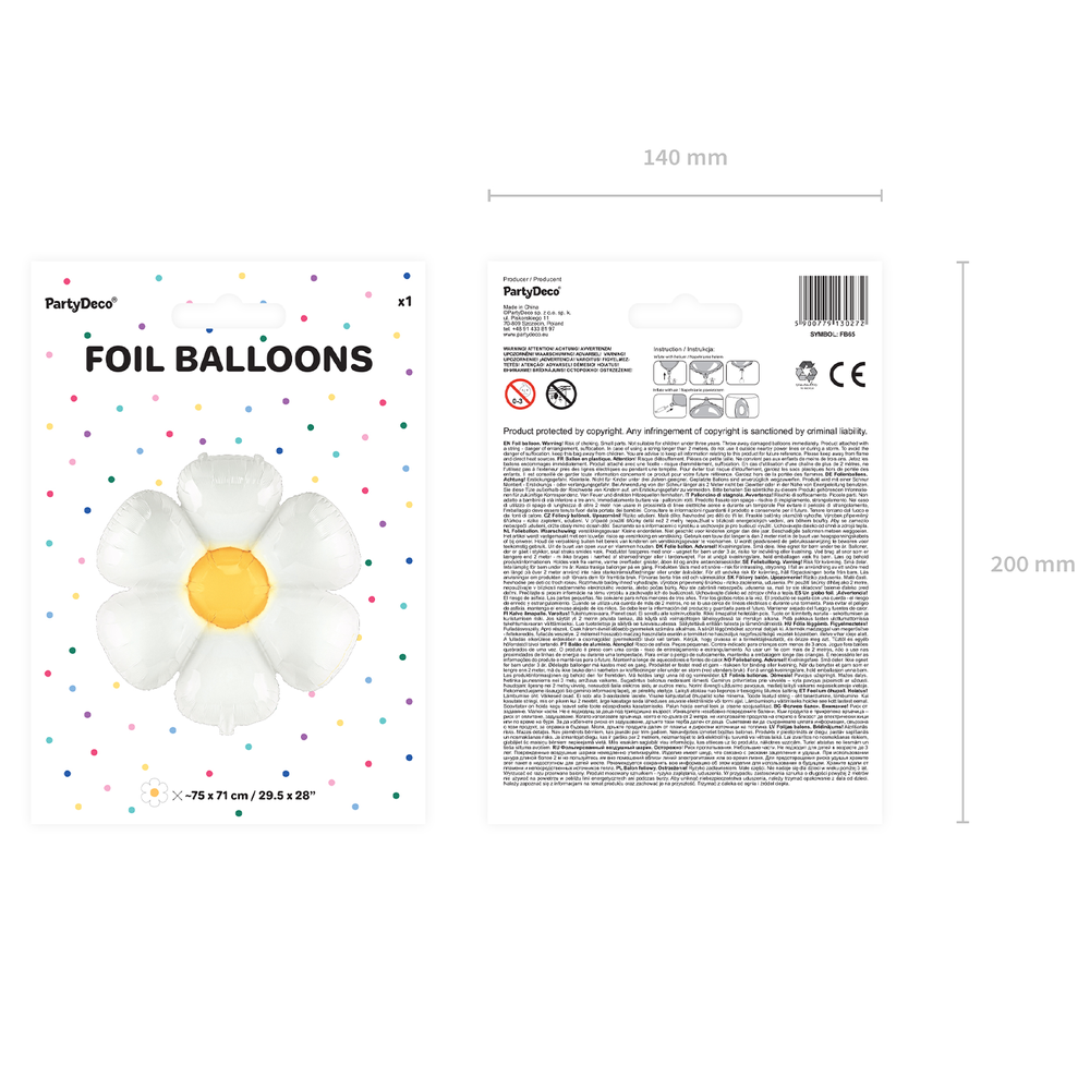 Decorative objects - Foil balloon Daisy, 75x71cm, mix - PARTYDECO