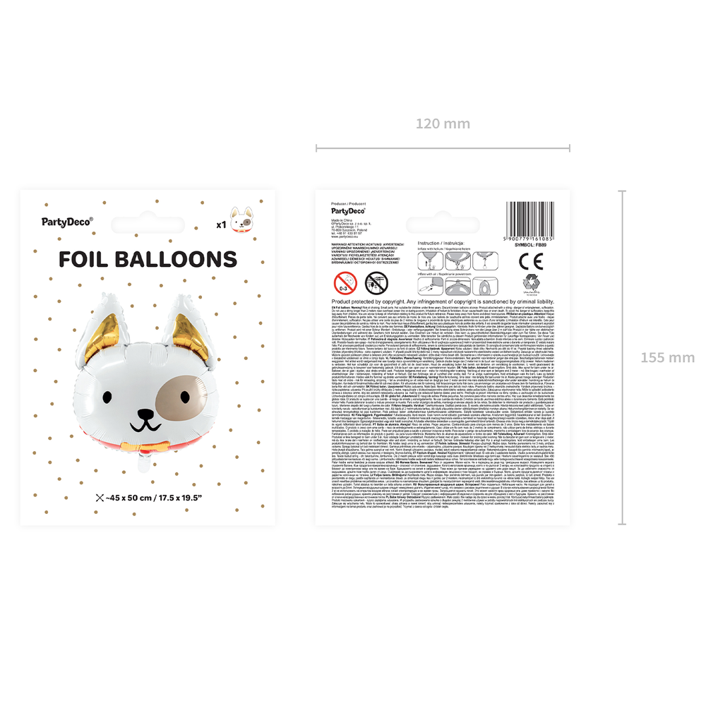 Decorative objects - Foil Balloon Dog, 45x50cm, mix - PARTYDECO