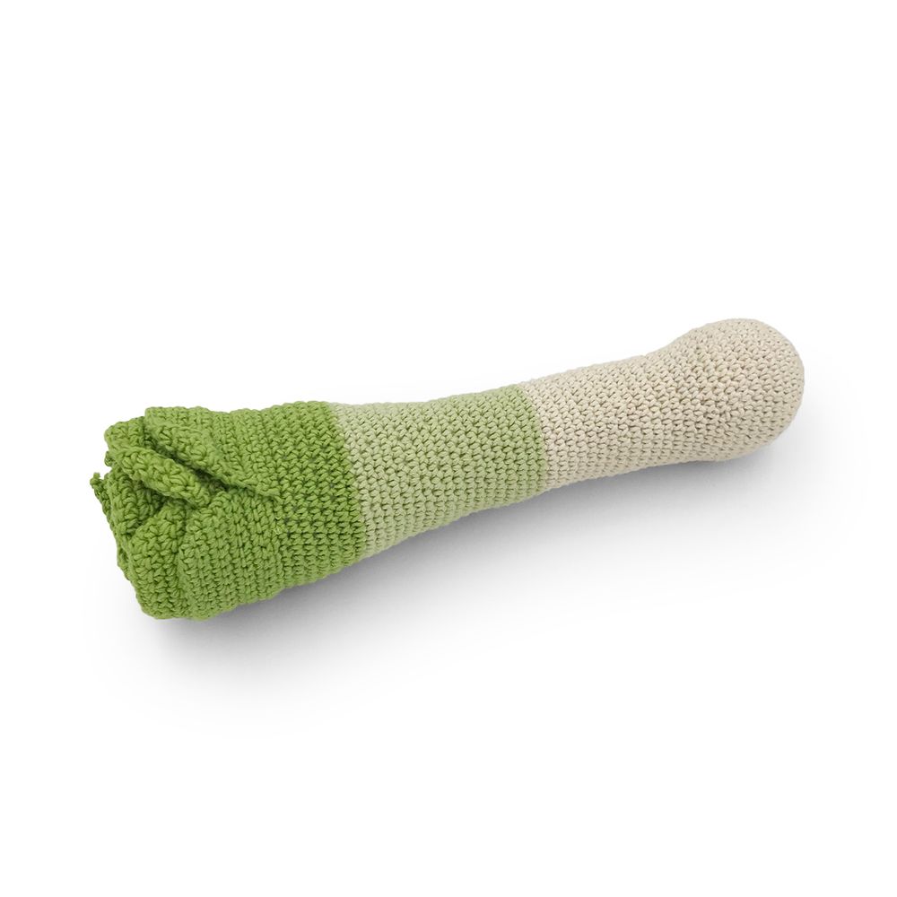 Jouets enfants - LE POIREAU - HOCHET POUR BÉBÉ EN COTON BIO - MYUM - THE VEGGY TOYS