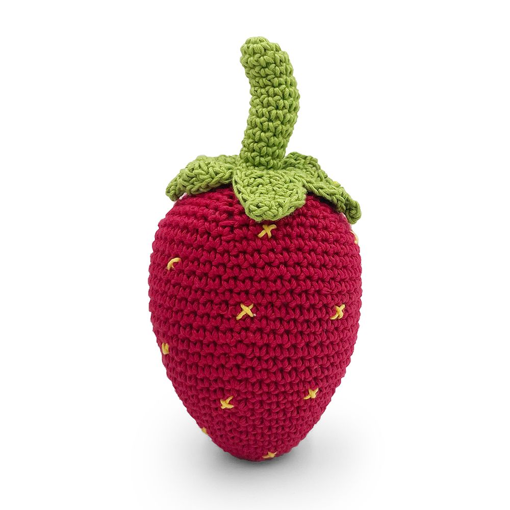 Toys - STRAWBERRY - BABY RATTLE 100% ORGANIC COTON - MYUM - THE VEGGY TOYS
