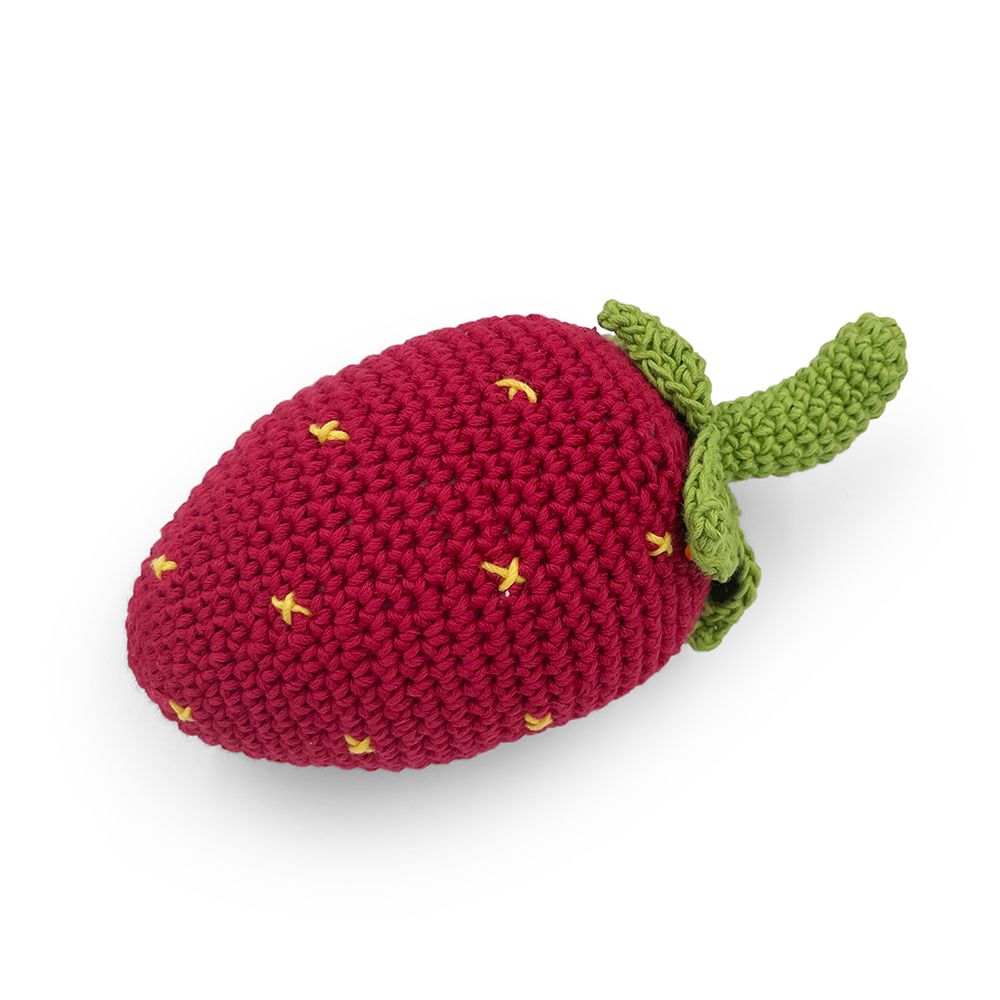 Toys - STRAWBERRY - BABY RATTLE 100% ORGANIC COTON - MYUM - THE VEGGY TOYS