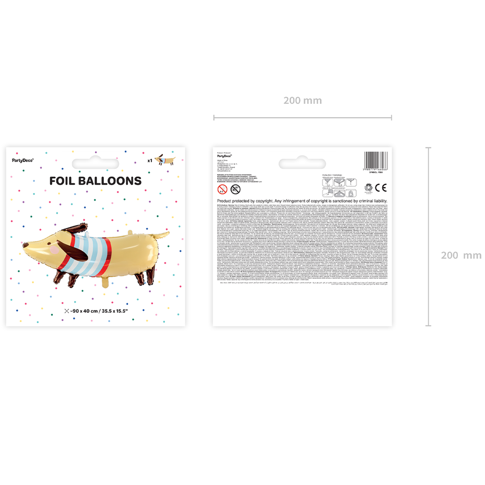 Design objects - Foil balloon Dachshund, 90x40cm, mix - PARTYDECO