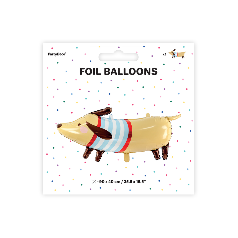 Design objects - Foil balloon Dachshund, 90x40cm, mix - PARTYDECO