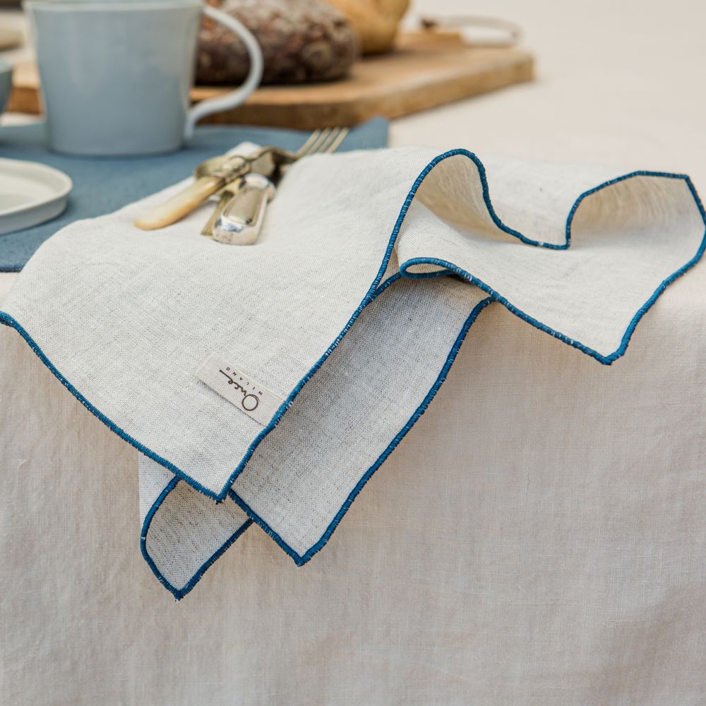 Linge de table textile - Serviette en lin avec ourlet roulé - ONCE MILANO
