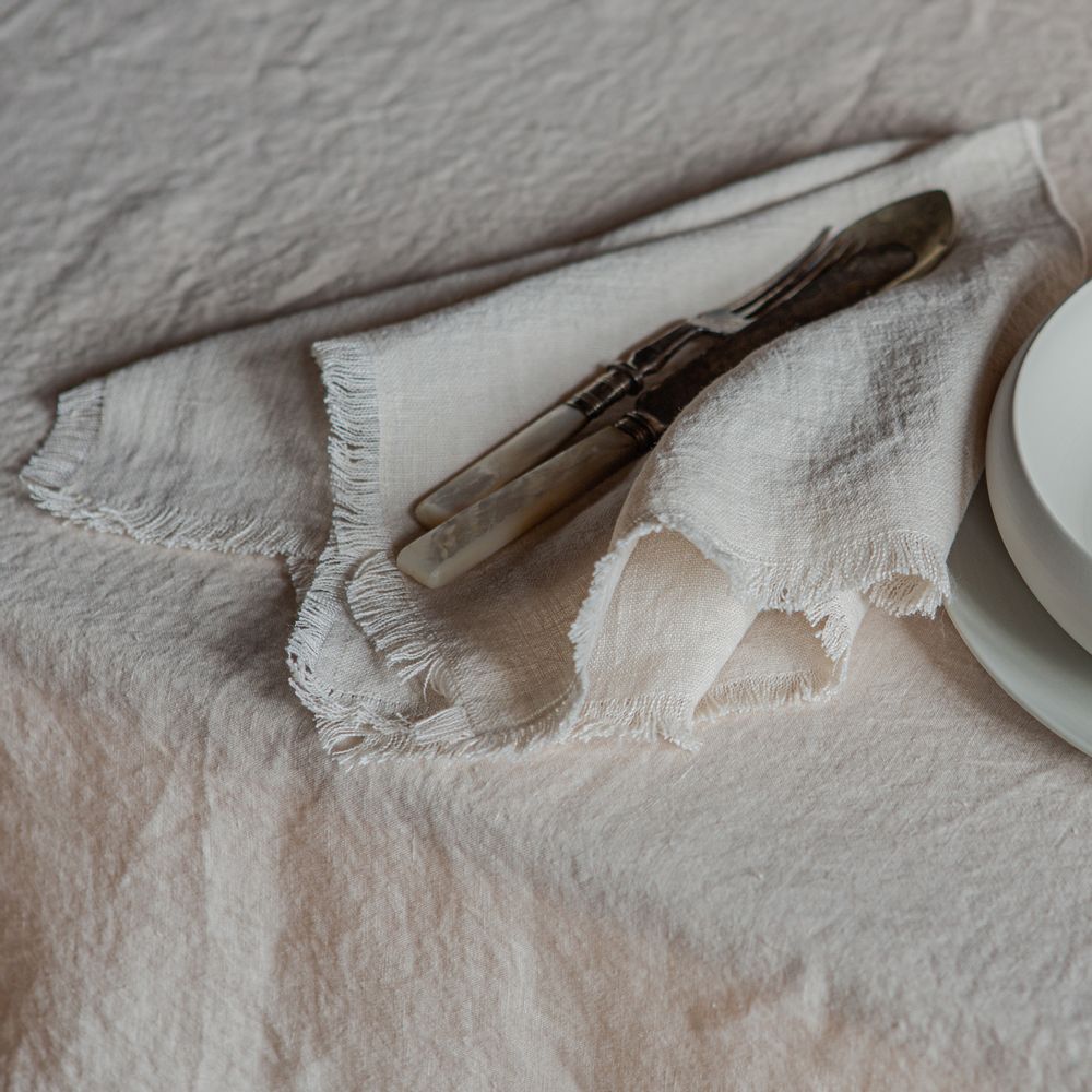 Linge de table textile - Serviette en lin avec franges - ONCE MILANO