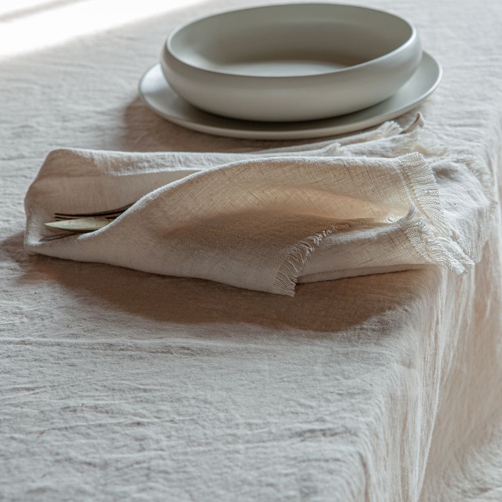 Linge de table textile - Serviette en lin avec franges - ONCE MILANO