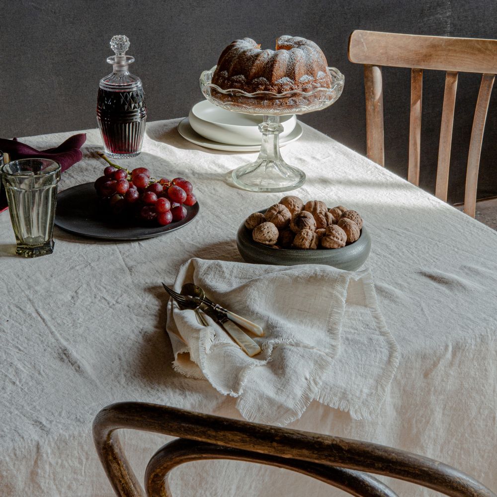 Linge de table textile - Serviette en lin avec franges - ONCE MILANO