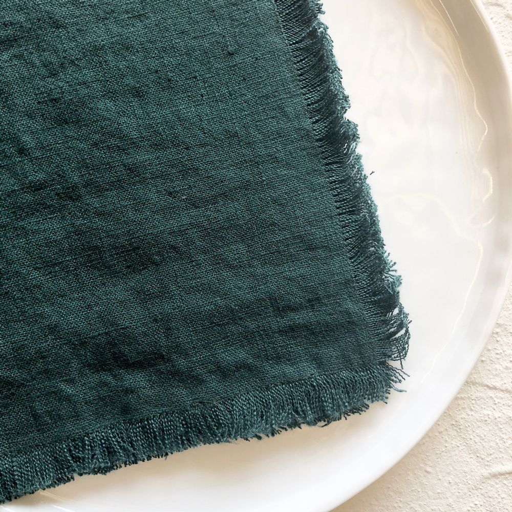 Linge de table textile - Serviette en lin avec franges - ONCE MILANO