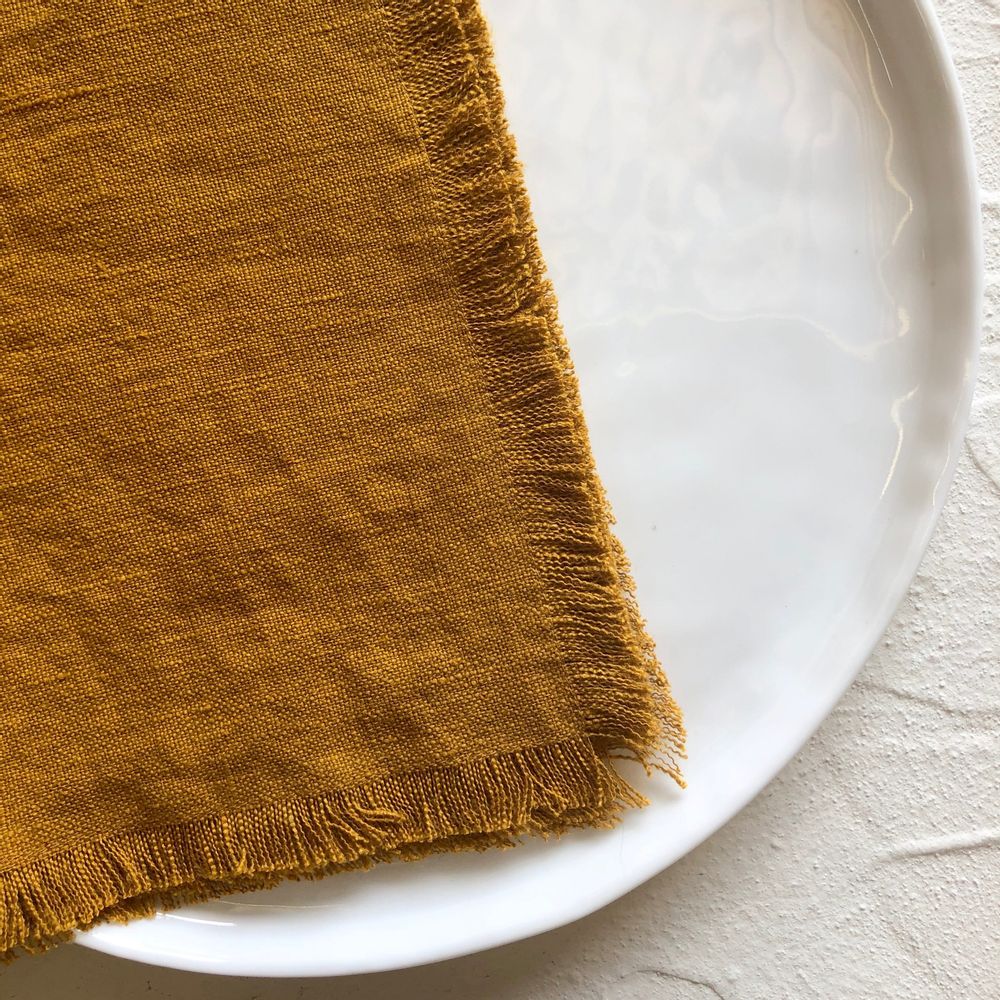 Linge de table textile - Serviette en lin avec franges - ONCE MILANO