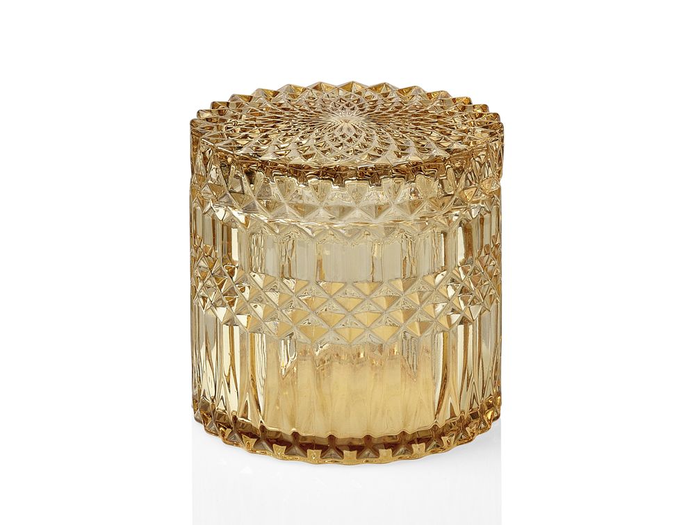 Decorative objects - Yellow glass box Ø10.5x10.5 cm CR68278 - ANDREA HOUSE