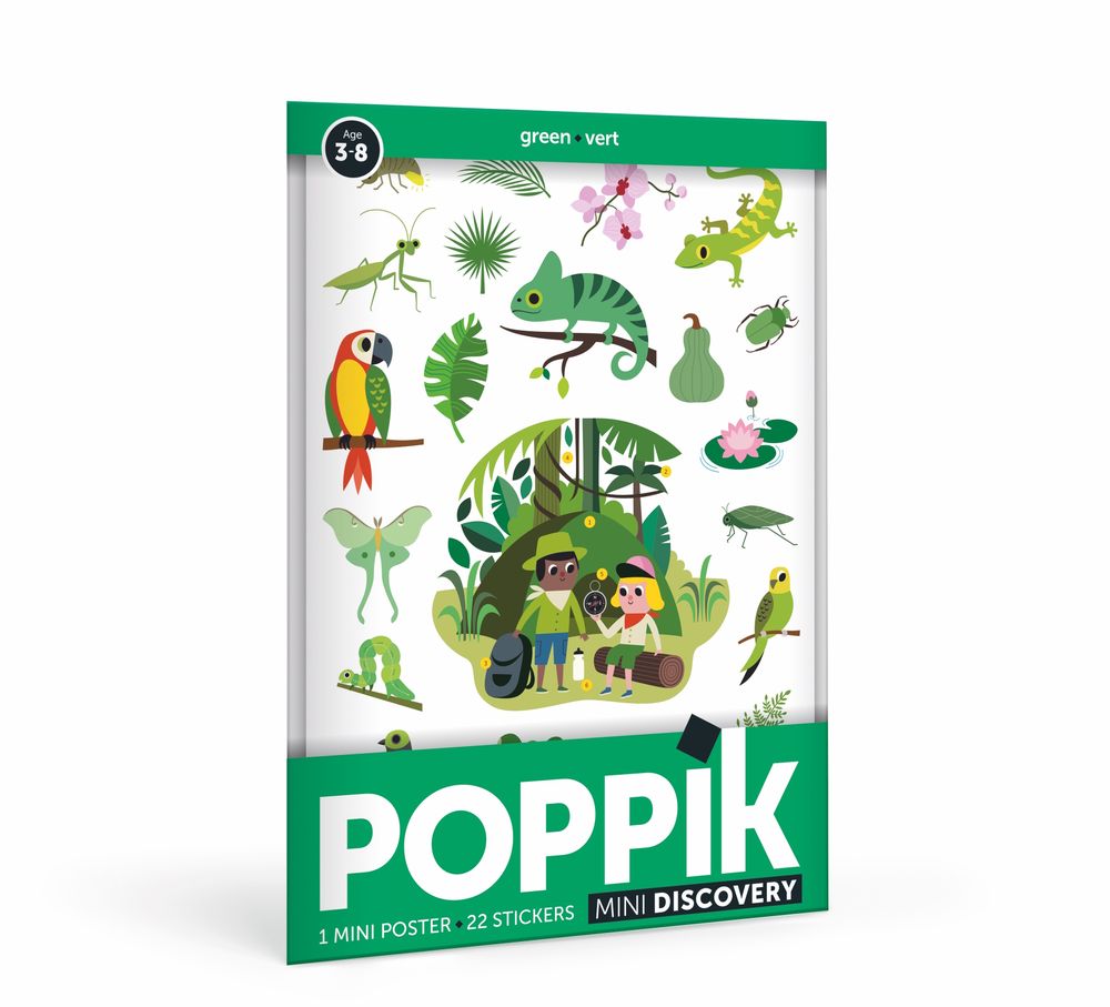 Children's arts and crafts - Jungle Mini Poster - 22 Stickers  - POPPIK - BAYARD JEUNESSE