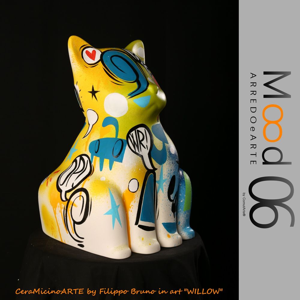Unique pieces - Bianca Miao - CeraMicinoARTE - a Cat statuette - Unique Art piece made by Willow - Filippo Bruno - MOOD06 ARREDO E ARTE BY COMPUTARTE®