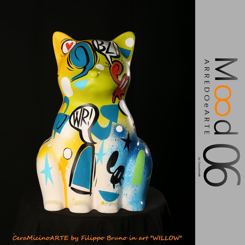 Unique pieces - Bianca Miao - CeraMicinoARTE - a Cat statuette - Unique Art piece made by Willow - Filippo Bruno - MOOD06 ARREDO E ARTE BY COMPUTARTE®