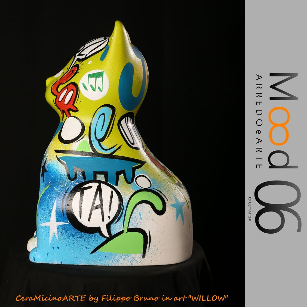 Unique pieces - Bianca Miao - CeraMicinoARTE - a Cat statuette - Unique Art piece made by Willow - Filippo Bruno - MOOD06 ARREDO E ARTE BY COMPUTARTE®