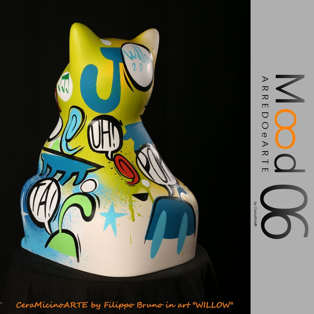 Unique pieces - Bianca Miao - CeraMicinoARTE - a Cat statuette - Unique Art piece made by Willow - Filippo Bruno - MOOD06 ARREDO E ARTE BY COMPUTARTE®