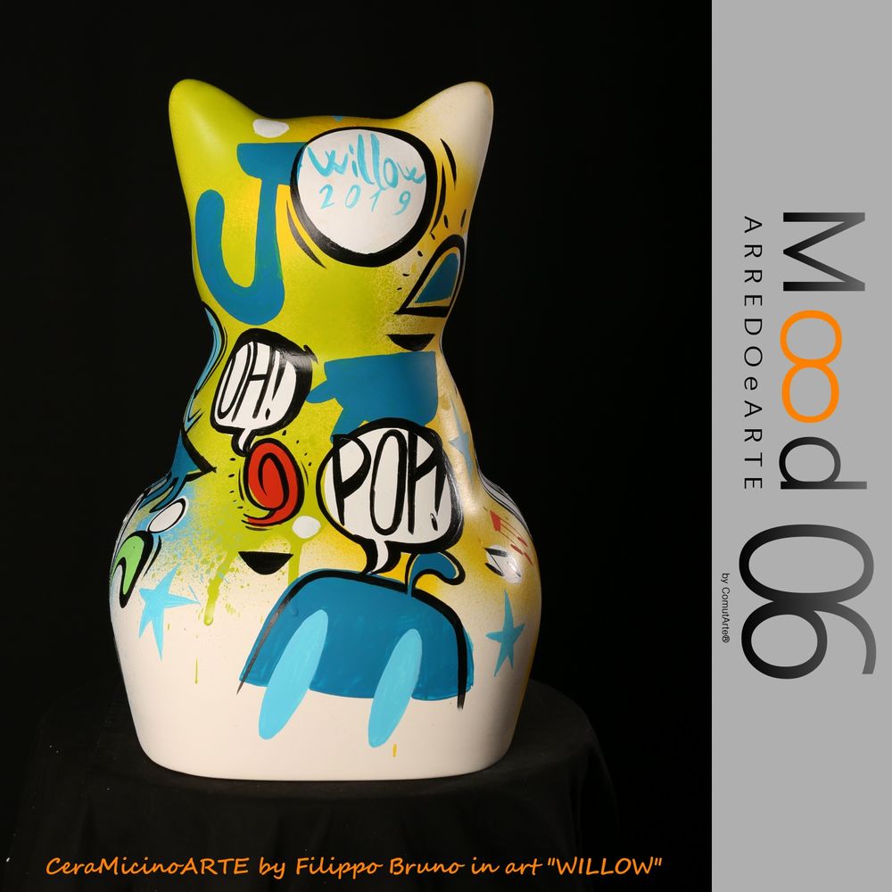 Unique pieces - Bianca Miao - CeraMicinoARTE - a Cat statuette - Unique Art piece made by Willow - Filippo Bruno - MOOD06 ARREDO E ARTE BY COMPUTARTE®