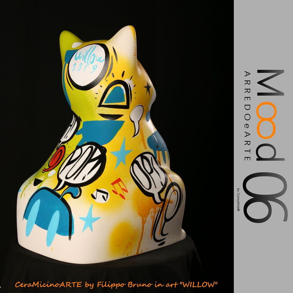 Unique pieces - Bianca Miao - CeraMicinoARTE - a Cat statuette - Unique Art piece made by Willow - Filippo Bruno - MOOD06 ARREDO E ARTE BY COMPUTARTE®