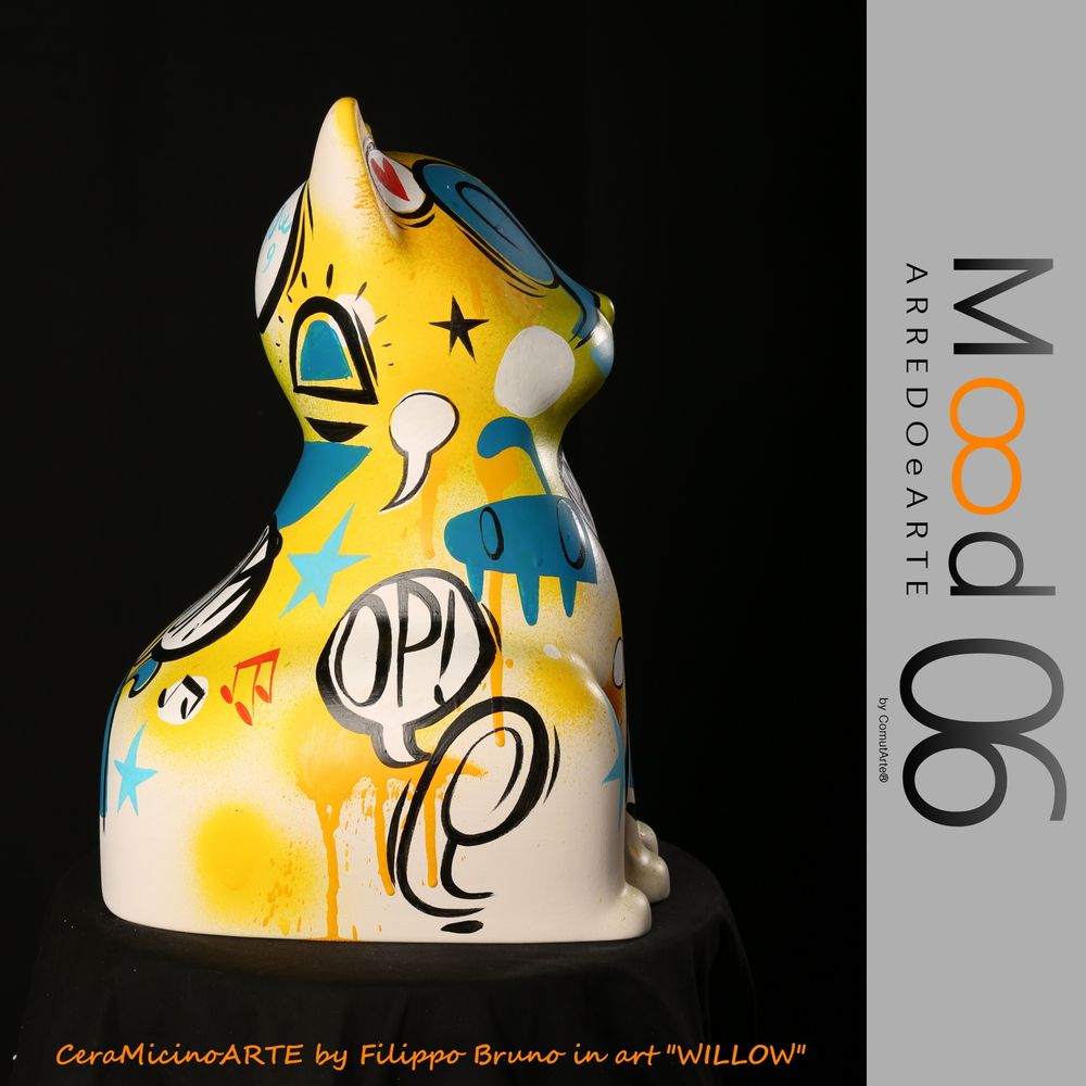 Unique pieces - Bianca Miao - CeraMicinoARTE - a Cat statuette - Unique Art piece made by Willow - Filippo Bruno - MOOD06 ARREDO E ARTE BY COMPUTARTE®