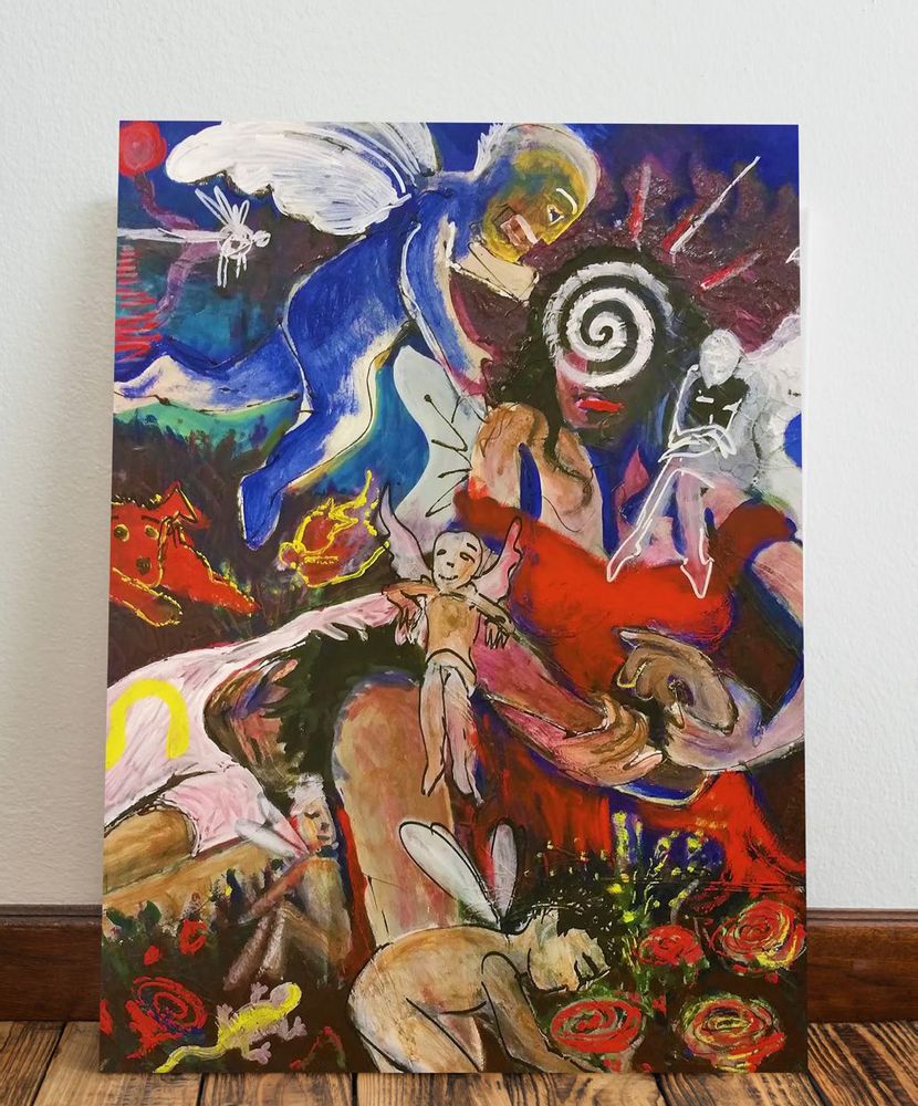 Tableaux - "massage au lac" Oeuvre originale peinture - L'ATELIER D'ANGES HEUREUX