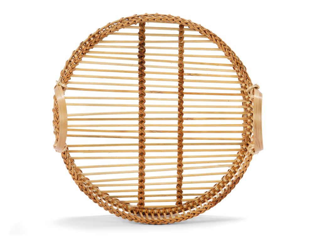 Food storage - BAMBOO TRAY WITH HANDLES Ø30X14 MS21503 - ANDREA HOUSE