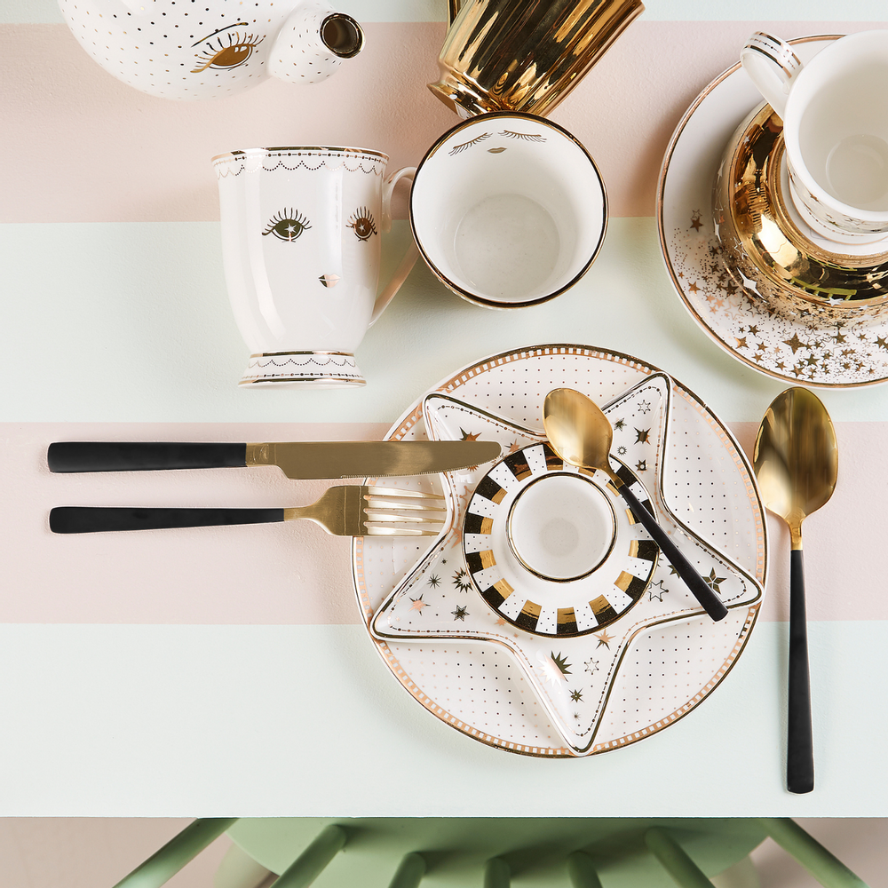 Ustensiles de cuisine - Set de couverts noir/or - COZY LIVING COPENHAGEN
