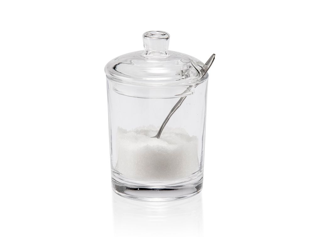 Kitchen utensils - GLASS SUGAR BOWL W/SPOON Ø7X11 MS21523 - ANDREA HOUSE