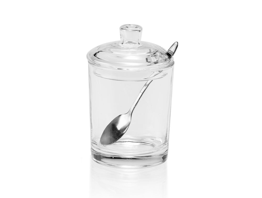 Kitchen utensils - GLASS SUGAR BOWL W/SPOON Ø7X11 MS21523 - ANDREA HOUSE