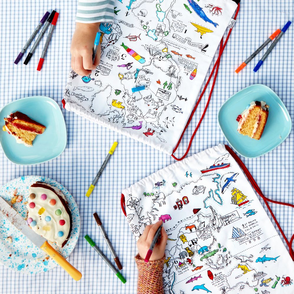 Sacs et cartables enfants - Sac à dos à colorier carte du monde - EATSLEEPDOODLE