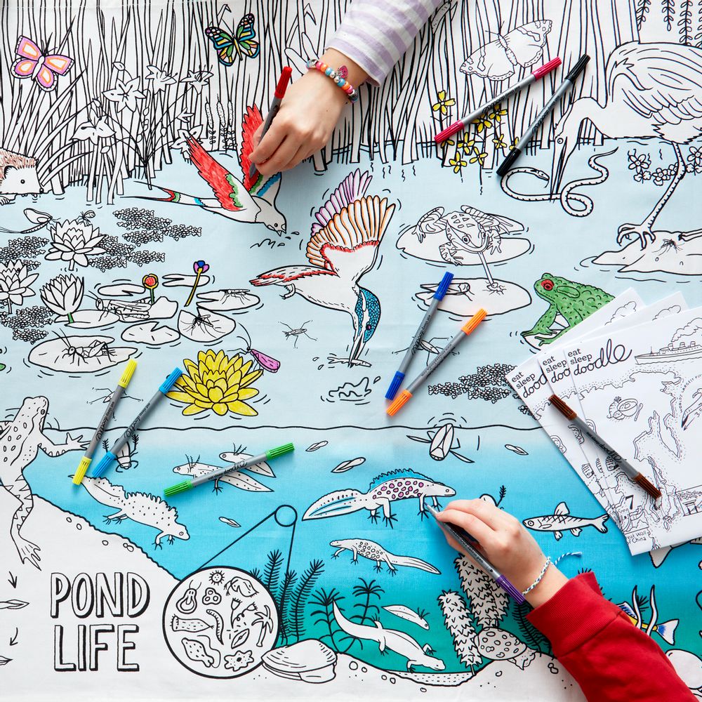 Table cloths - colour & learn pond life tablecloth. - EATSLEEPDOODLE