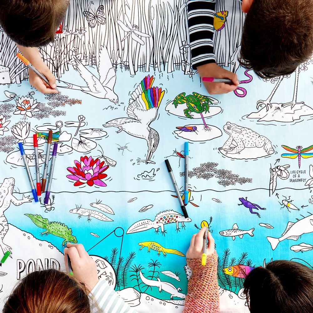 Table cloths - colour & learn pond life tablecloth. - EATSLEEPDOODLE