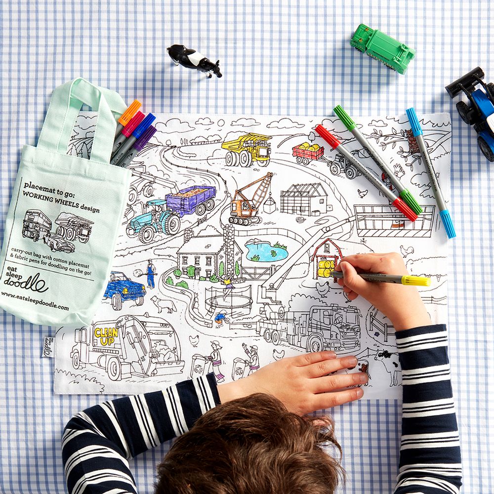 Sets de table - set de table portable voitures, camions et tracteurs - EATSLEEPDOODLE
