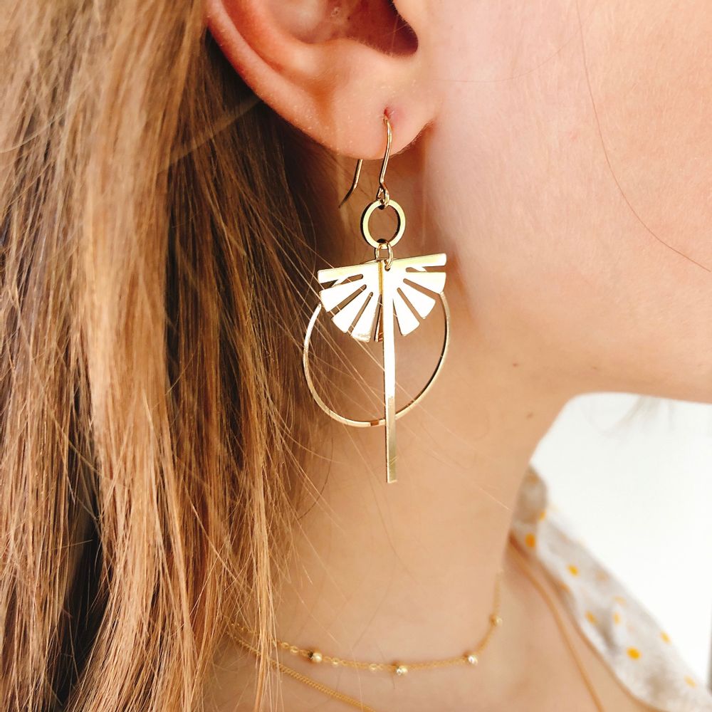 Bijoux - Boucles d'oreilles asymétriques dorées à l'or fin ou argentées (rhodium) - NAO JEWELS