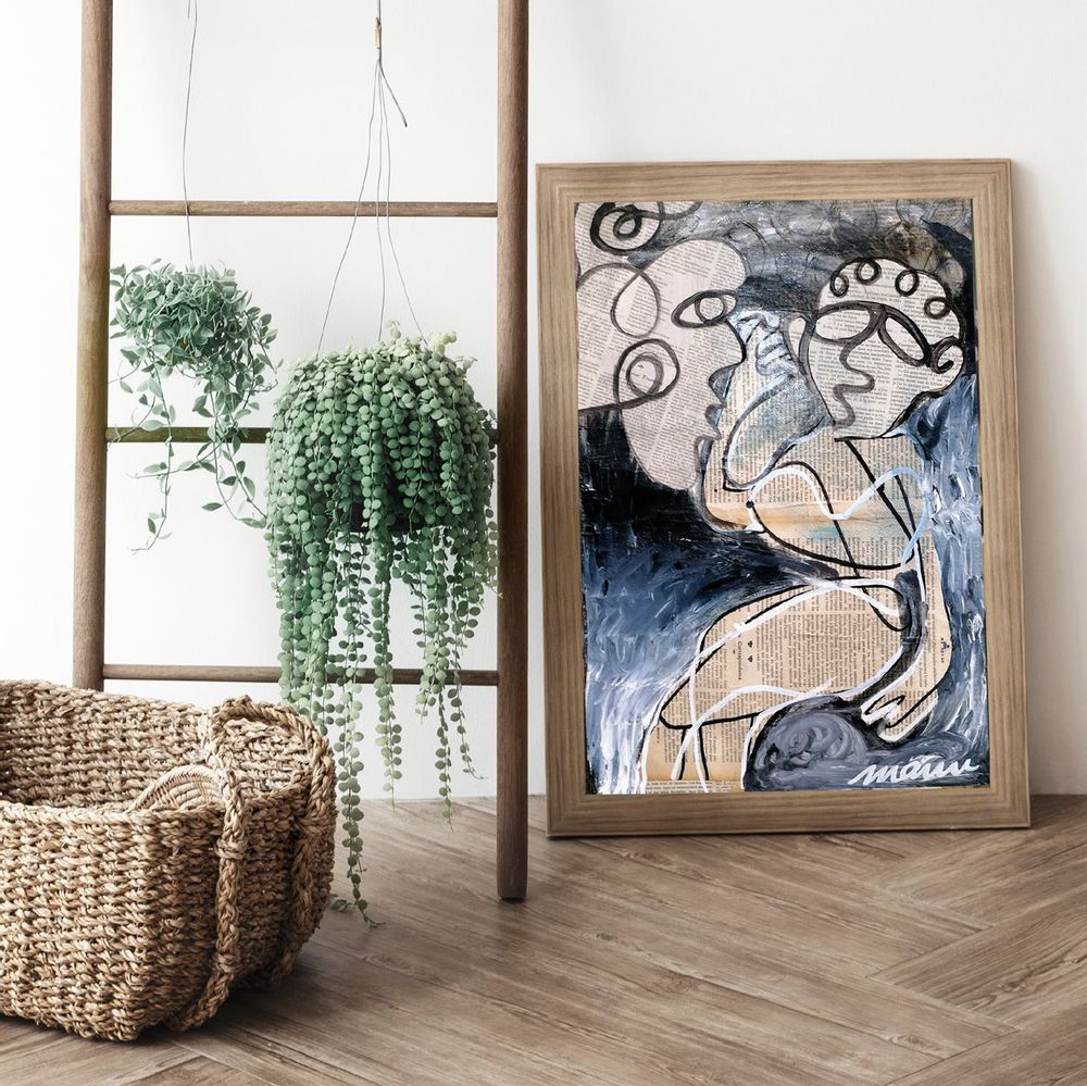 Tableaux - "Correspondance" Oeuvre originale peinture - L'ATELIER D'ANGES HEUREUX