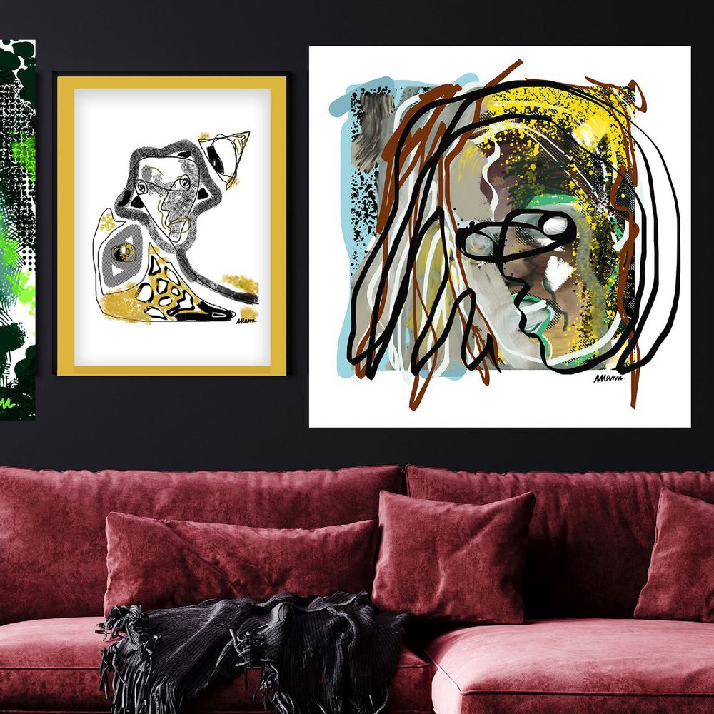 Fabric cushions - “POISONNALY” Limited Edition Painting - L'ATELIER D'ANGES HEUREUX