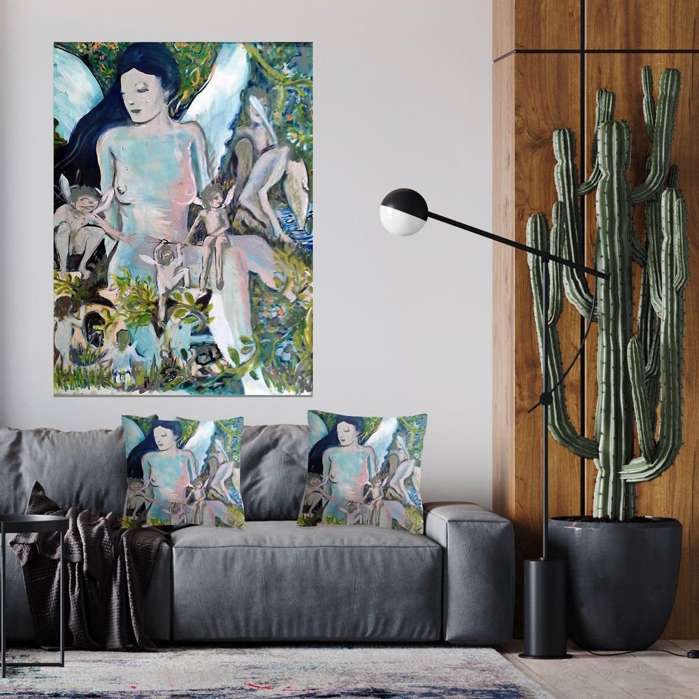 Tableaux - "La Nymphe" Oeuvre originale peinture - L'ATELIER D'ANGES HEUREUX