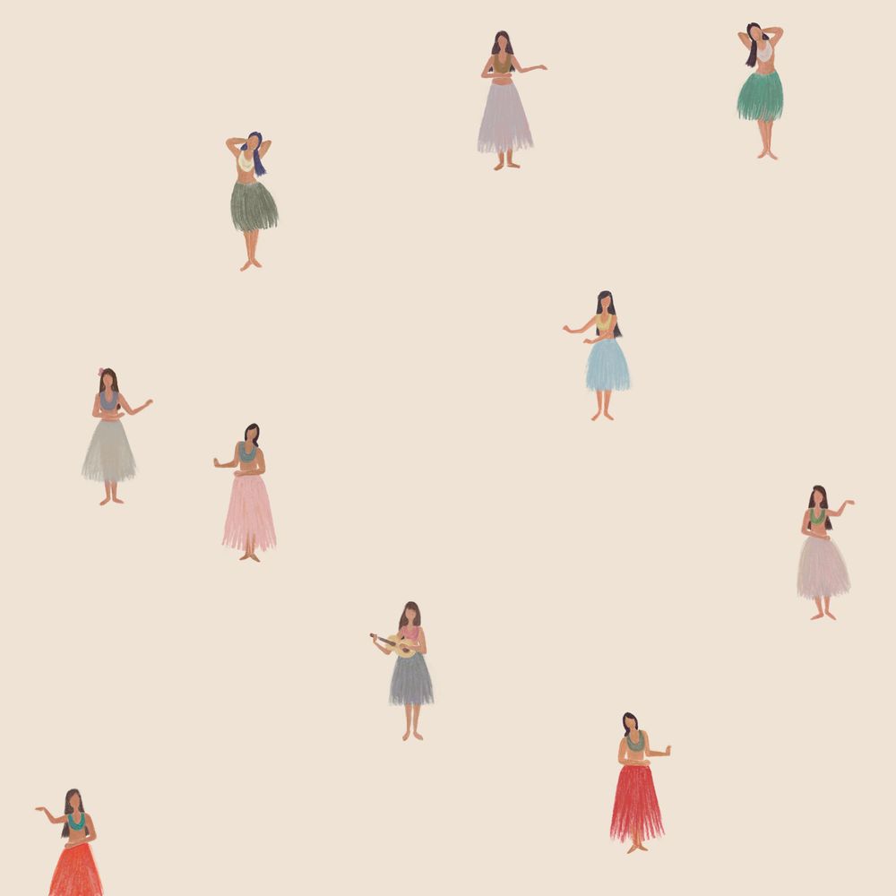 Children's decorative items - Hula Girls wall paper - ALL THE FRUITS