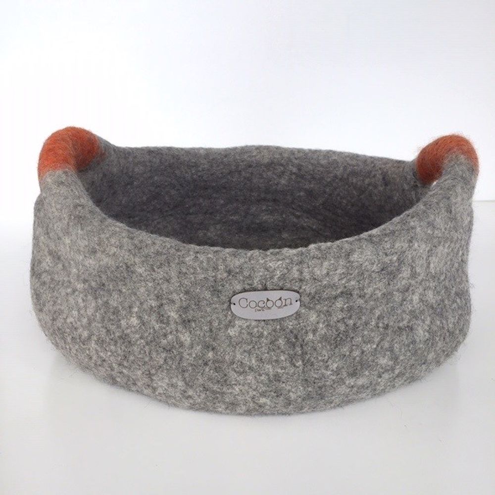 Shopping baskets - Panier en feutre avec poignées, panier de rangement, panier à linge, panier pour le bois de cheminée, corbeille, wool basket with handles. - COCOON PARIS
