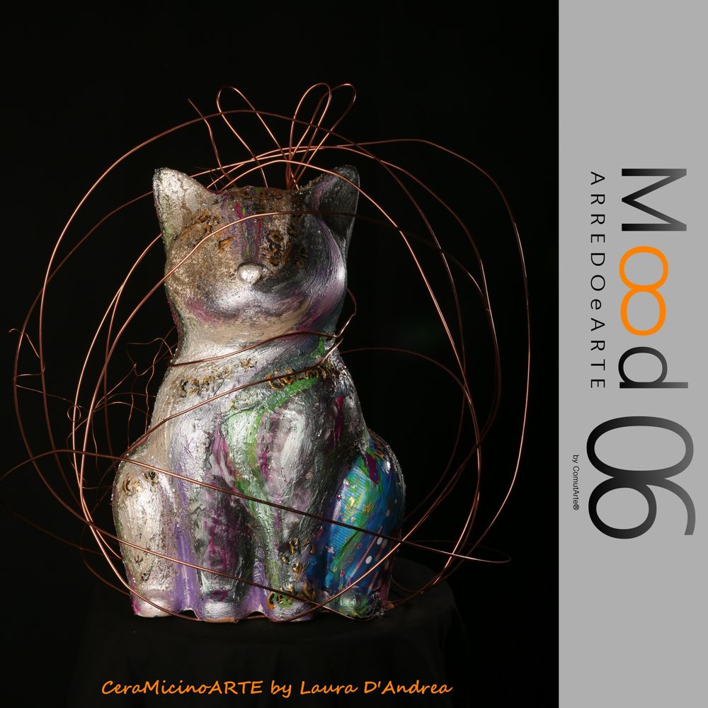Pièces uniques - Bianca Miao - CeraMicinoARTE - une statuette de chat - Pièce d'art unique créée par Laura D'Andrea - MOOD06 ARREDO E ARTE BY COMPUTARTE®