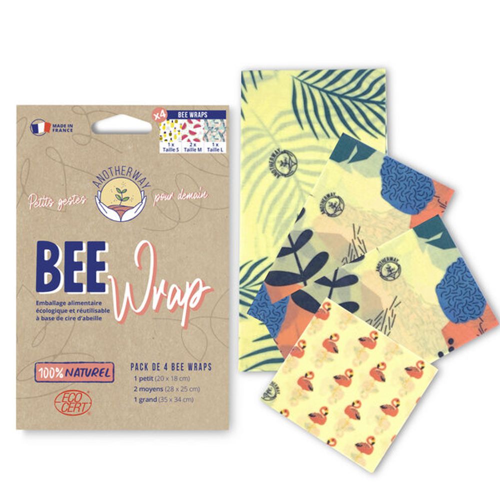 Plats et saladiers - Bee Wrap Tropical - Emballage alimentaire à base de cire d'abeille - ANOTHERWAY