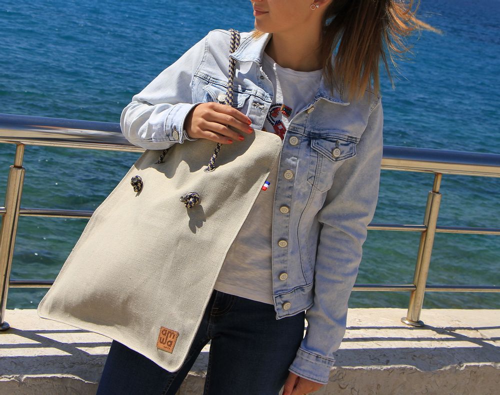 Bags and totes - LINEN CANVAS BAG LENA - AMWA AND CO