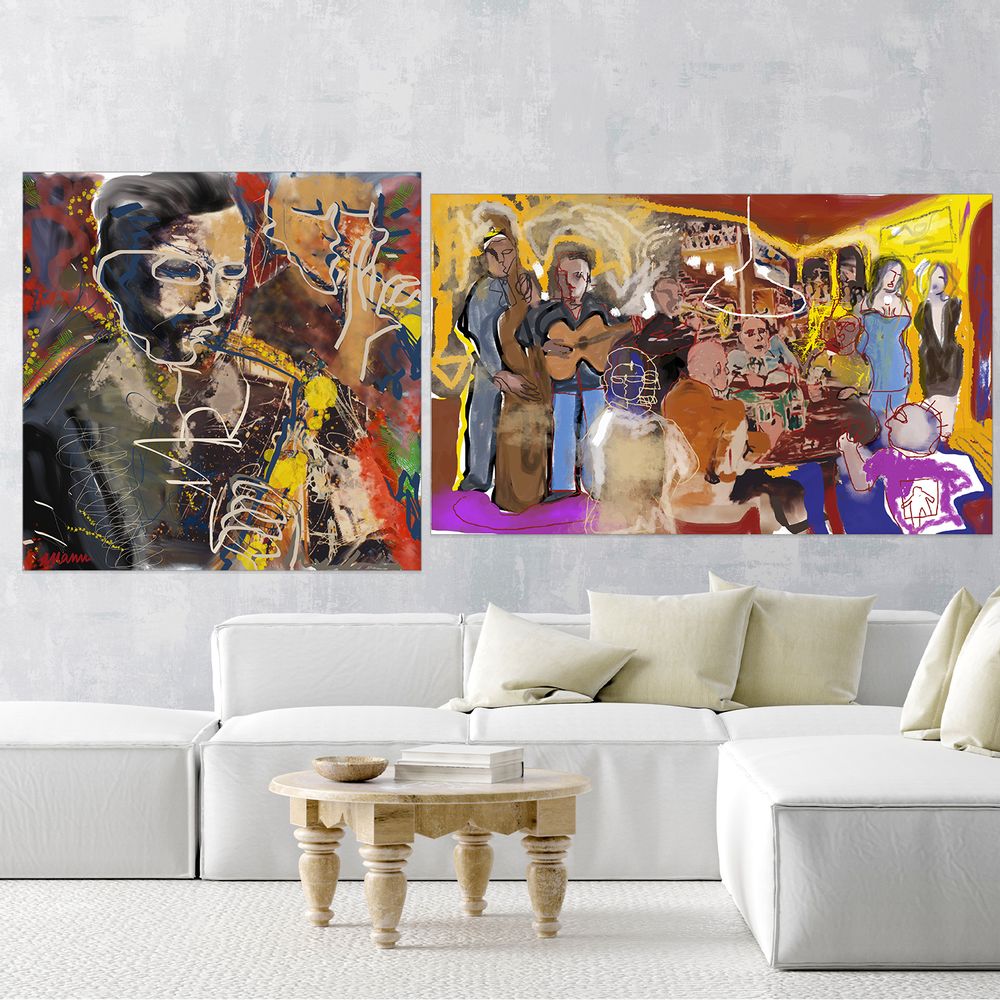 Tableaux - "La partie de cartes 2ème édition" Peinture Edition limitée - L'ATELIER D'ANGES HEUREUX
