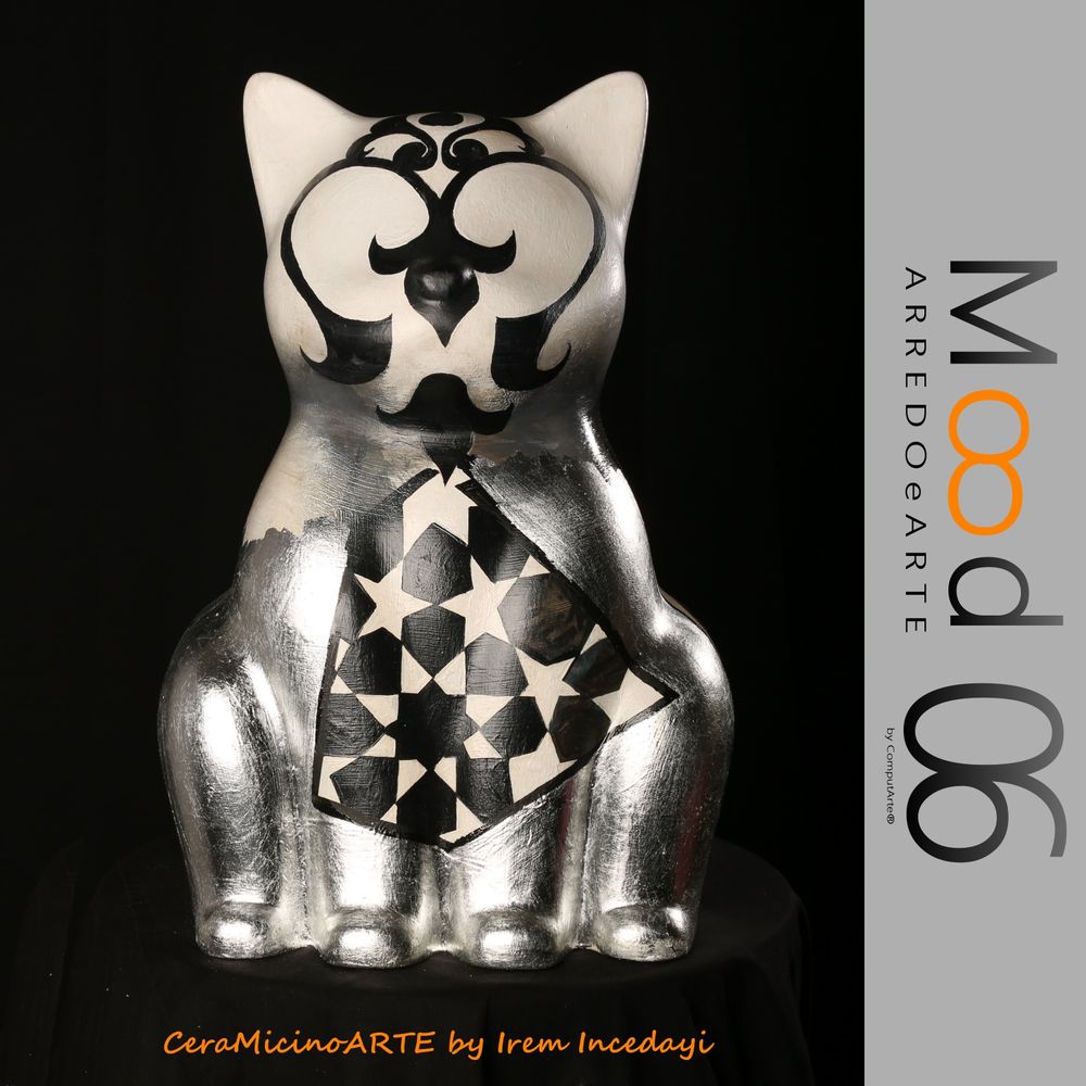 Pièces uniques - Bianca Miao - CeraMicinoARTE - une statuette de chat - Pièce d'art unique créée par Irem Incedayi - MOOD06 ARREDO E ARTE BY COMPUTARTE®