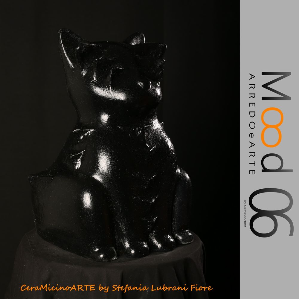 Pièces uniques - Bianca Miao - CeraMicinoARTE - une statuette de chat - Pièce d'art unique créée par Stefania Lubrani Fiori - MOOD06 ARREDO E ARTE BY COMPUTARTE®