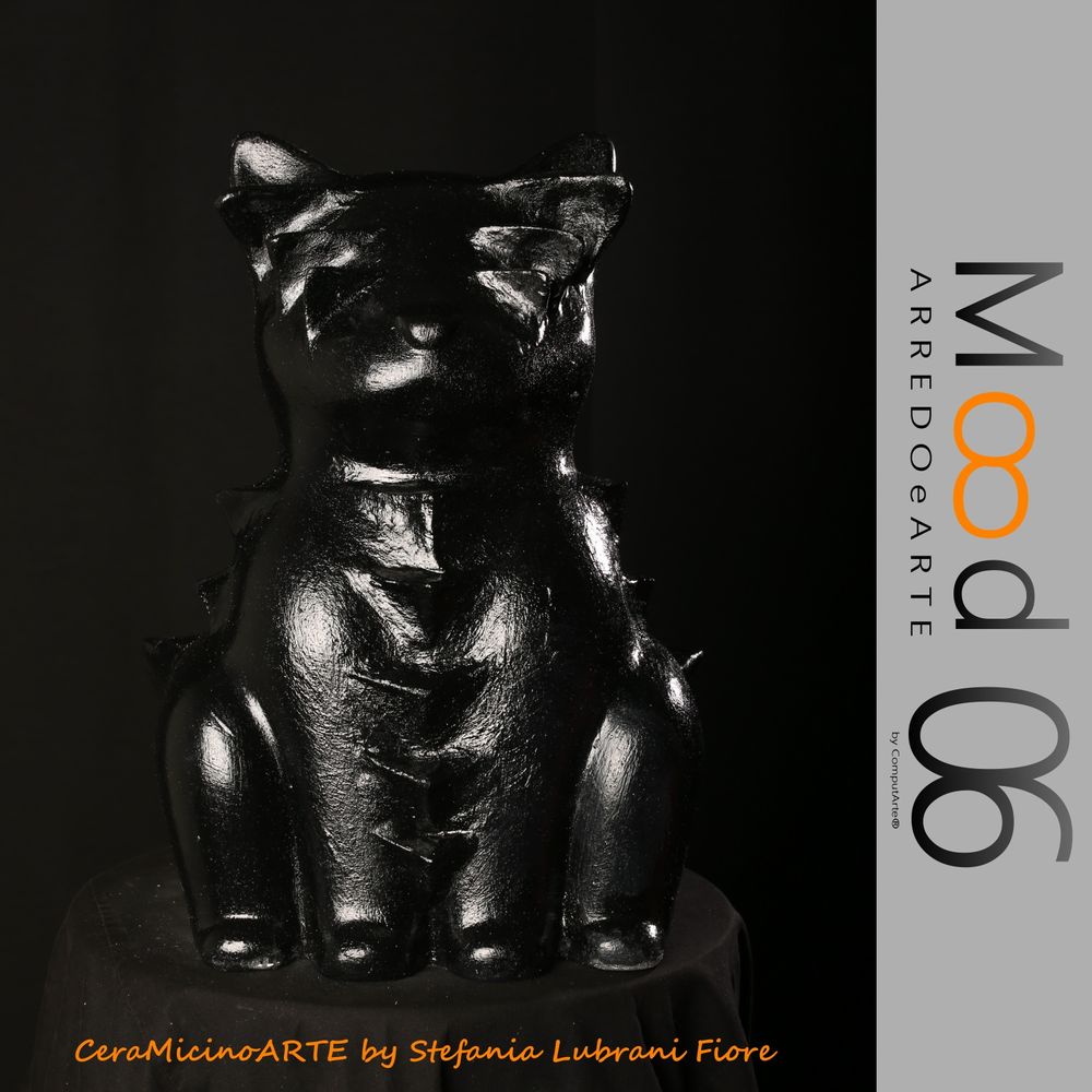 Pièces uniques - Bianca Miao - CeraMicinoARTE - une statuette de chat - Pièce d'art unique créée par Stefania Lubrani Fiori - MOOD06 ARREDO E ARTE BY COMPUTARTE®
