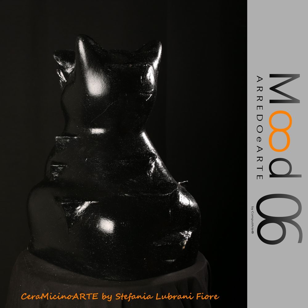 Pièces uniques - Bianca Miao - CeraMicinoARTE - une statuette de chat - Pièce d'art unique créée par Stefania Lubrani Fiori - MOOD06 ARREDO E ARTE BY COMPUTARTE®