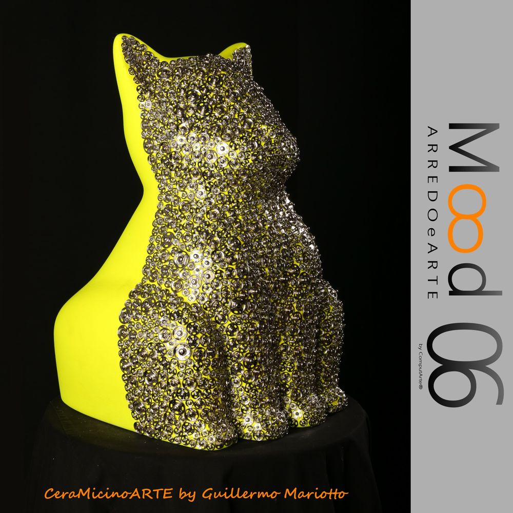 Pièces uniques - Bianca Miao - CeraMicinoARTE - une statuette de chat - Pièce d'art unique créée par Guillermo Mariotto - MOOD06 ARREDO E ARTE BY COMPUTARTE®