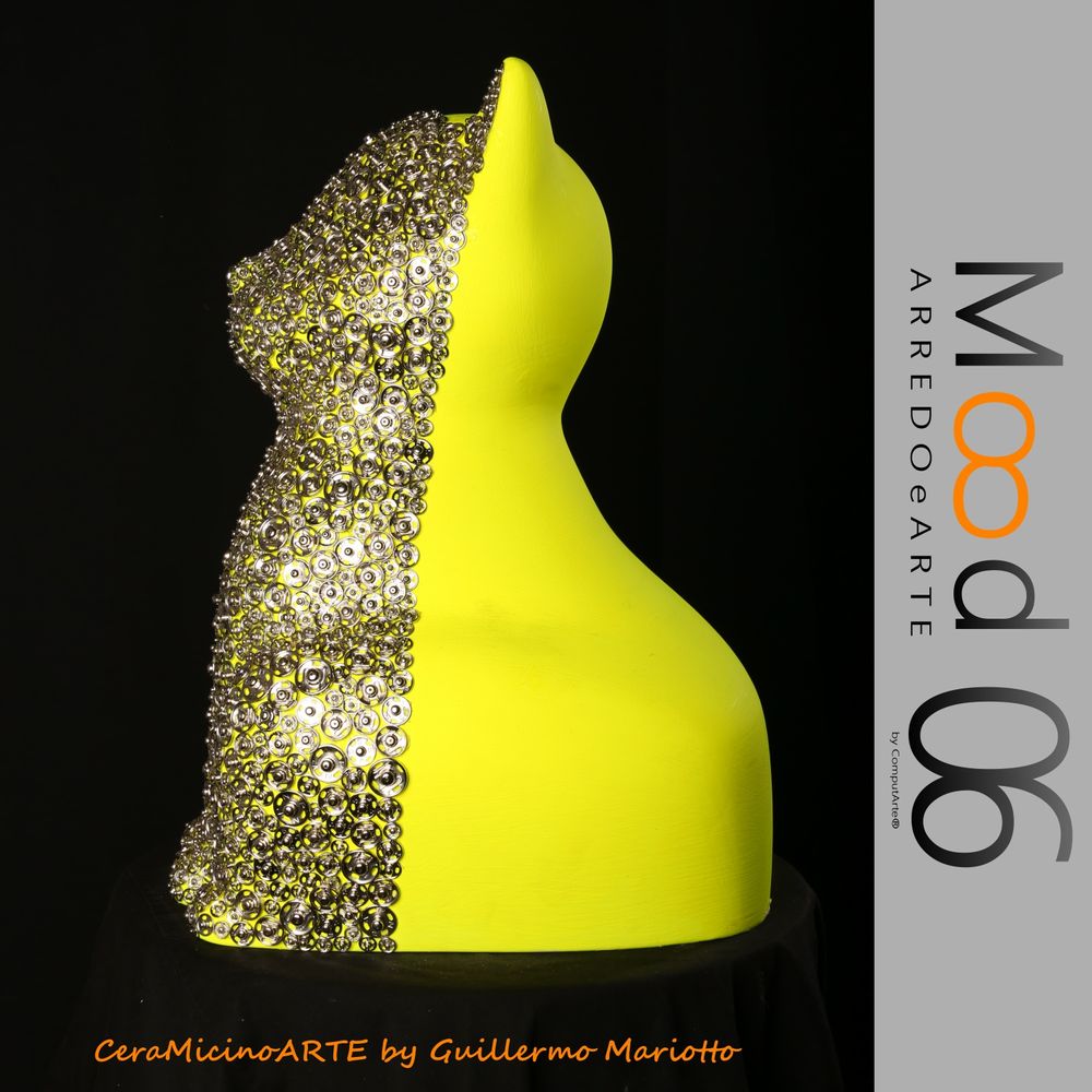 Pièces uniques - Bianca Miao - CeraMicinoARTE - une statuette de chat - Pièce d'art unique créée par Guillermo Mariotto - MOOD06 ARREDO E ARTE BY COMPUTARTE®