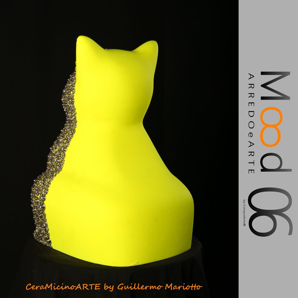 Pièces uniques - Bianca Miao - CeraMicinoARTE - une statuette de chat - Pièce d'art unique créée par Guillermo Mariotto - MOOD06 ARREDO E ARTE BY COMPUTARTE®